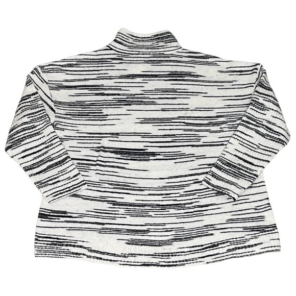 Talbots Women's Mock Neck Sweater Size XL Zip Detail Space Dye Black/White - Picture 2 of 8
